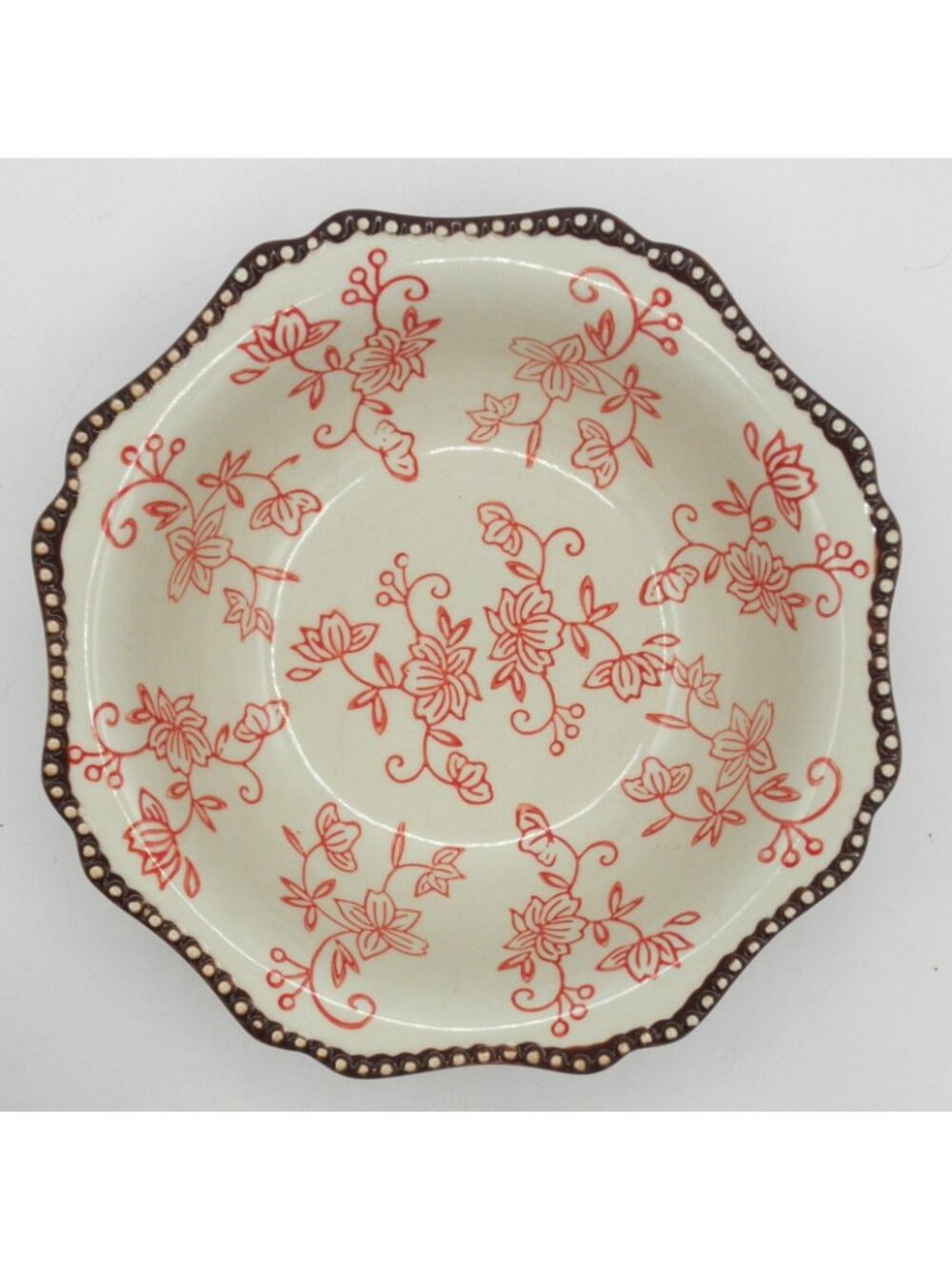 Temptations Cranberry Floral Lace Scalloped Edge 7.5 Inch Cereal Bowls Set of 4 - Picture 4 of 9